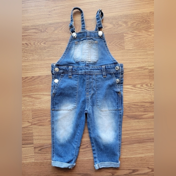 7 For All Mankind Baby Girl Denim Overalls Size 12M - Picture 1 of 7